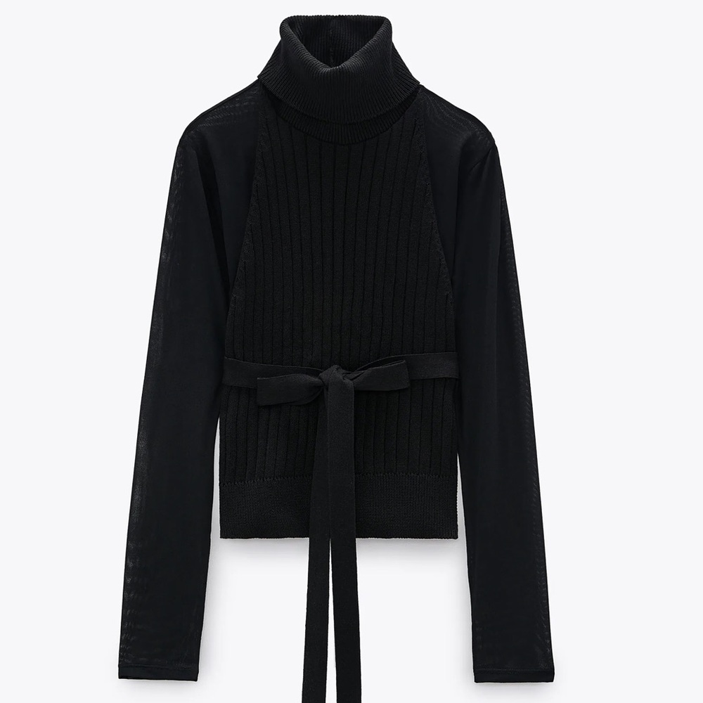 Zara Sweater With Contrast Belt Size Small